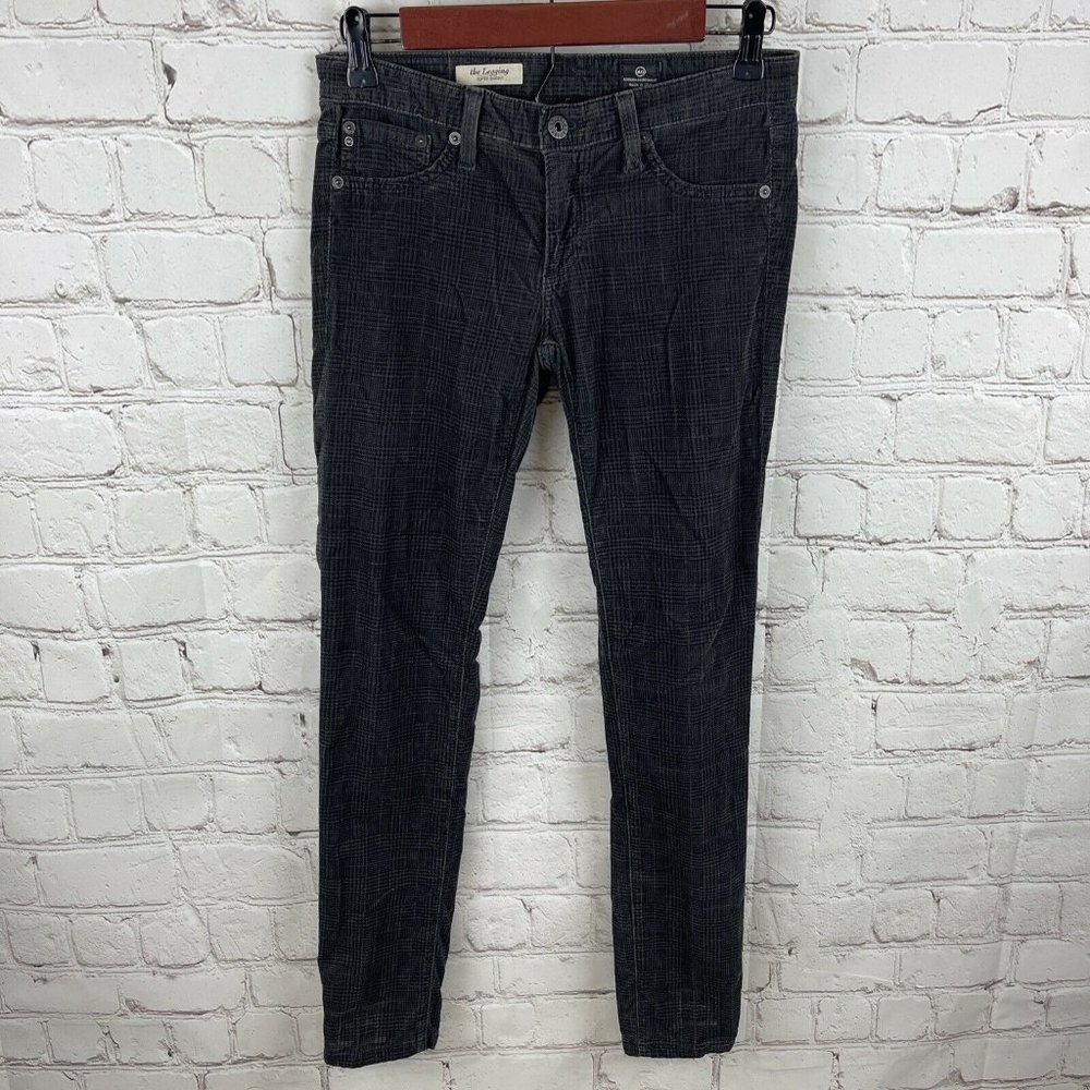 AG Adriano Goldschmied Womens 26R The Legging Super Skinny Black Velvet Pants